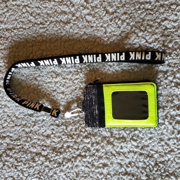 PINK Victoria's Secret Accessories - VS PINK Logo Lanyard ID Holder in Neon Lemon
